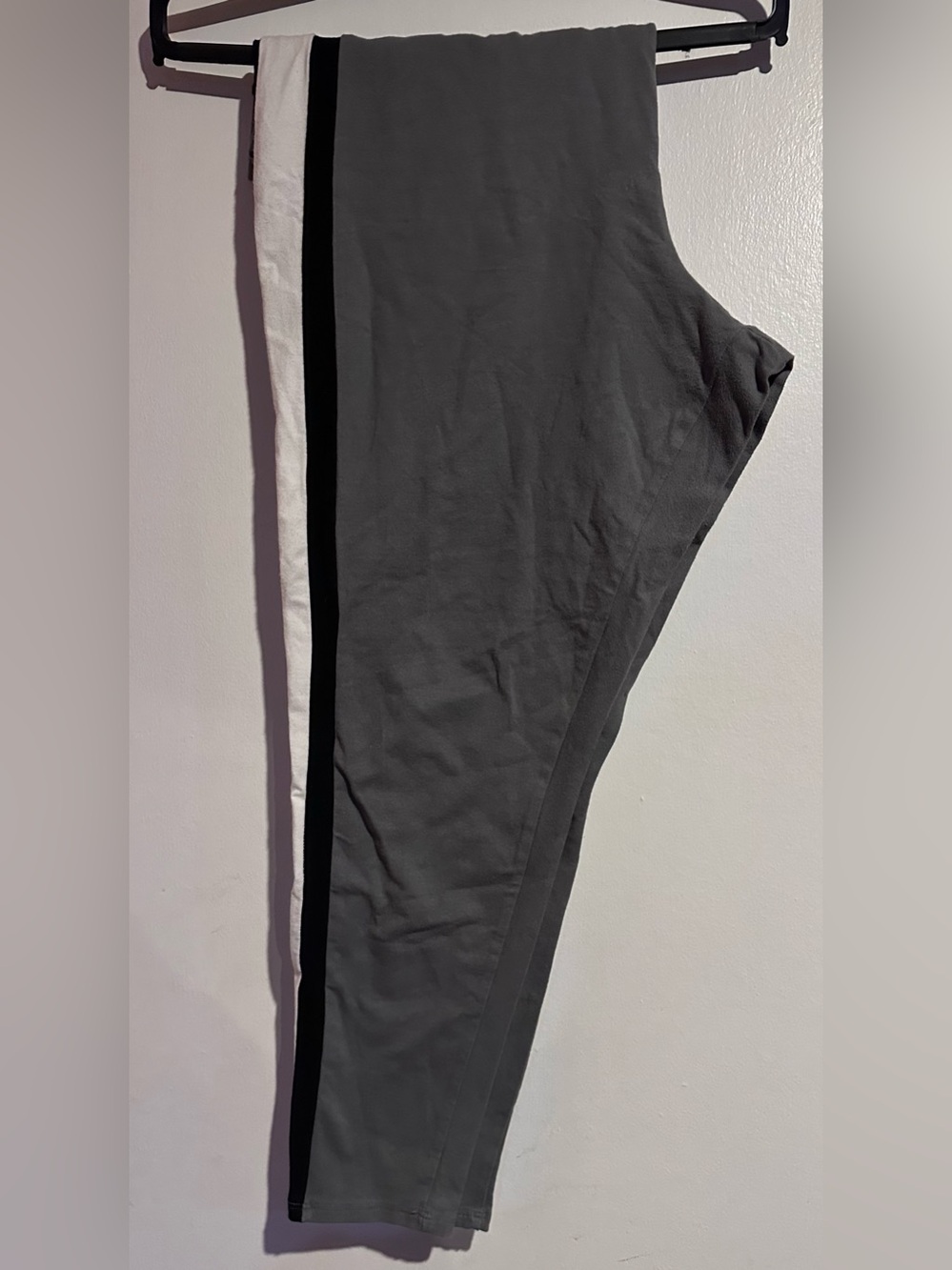 Torrid Cropped Grey Leggings with Black and White Side Stripes